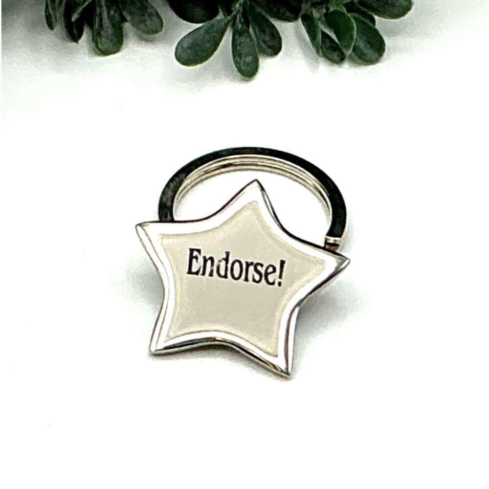 Star Shaped Silver Tone Endorsement Keychain